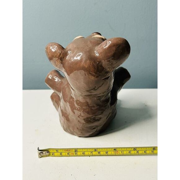 Vintage 6” Tall Brown Bear Figurine Hand Painted Signed 1981 Door Stopper Heavy - Picture 5 of 11